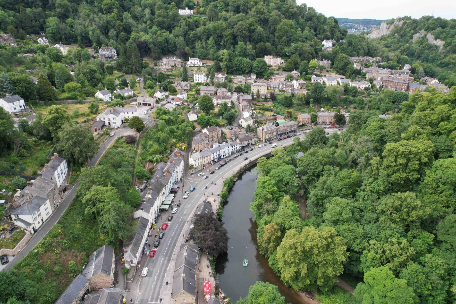 Matlock Bath Derbyshire England drone aerial view Matlock Bath in the Peak District, Derbyshire