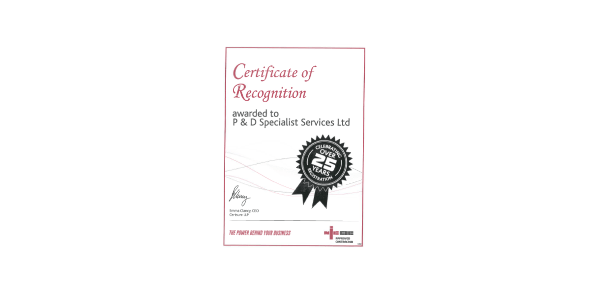 NICEIC Cert (Over 25 Years Registration)