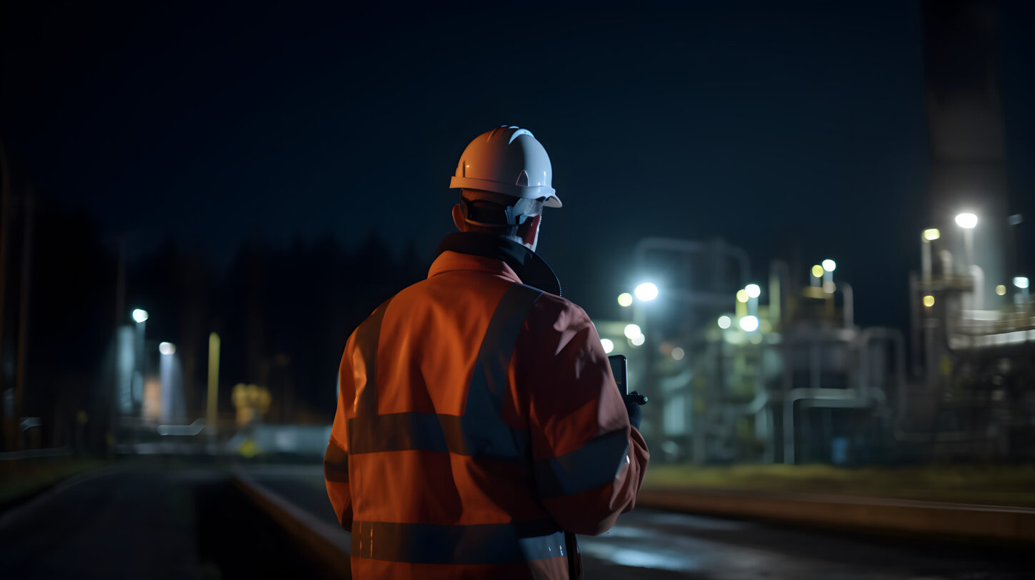 man-orange-jacket-stands-track-looking-train-track-night